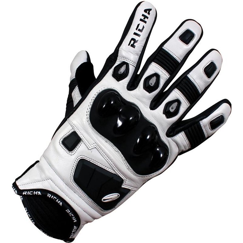Richa Rock Motorcycle Racing Gloves M White/Black