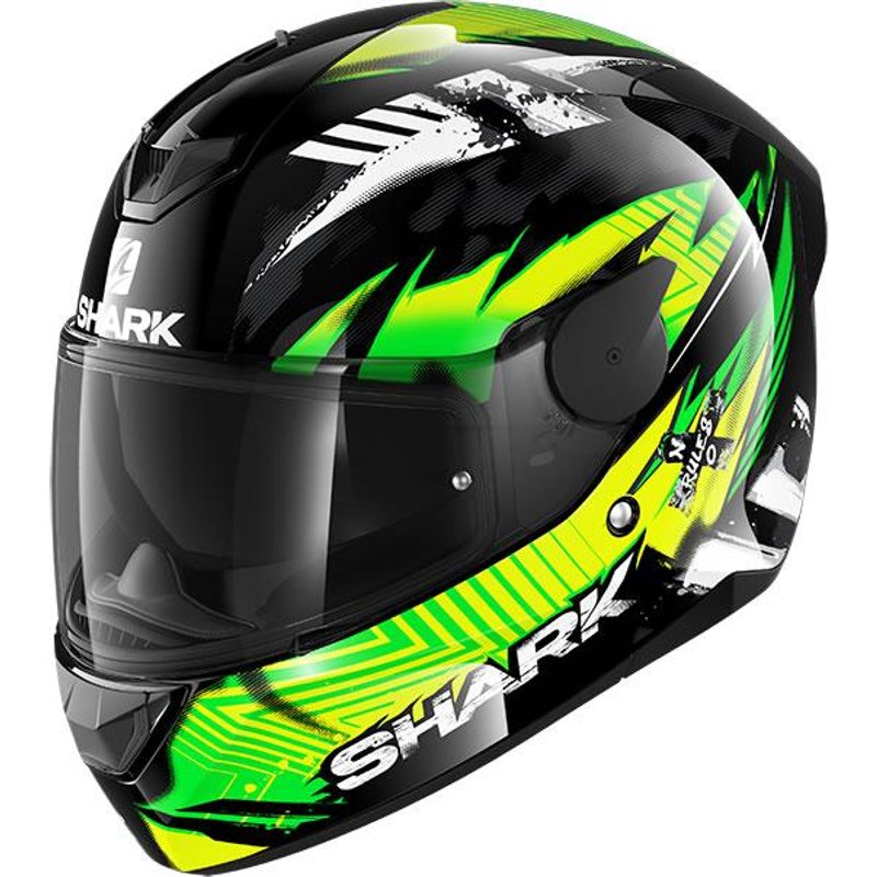 Shark D-Skwal 2 Penxa Motorcycle Helmet XS Black Green Yellow (KGY)