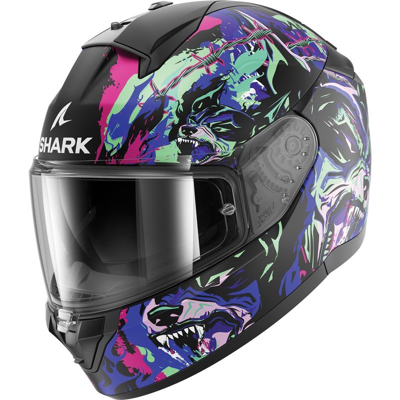 Shark Ridill 2 Raging Beast Motorcycle Helmet M Black Purple Green (KVG)