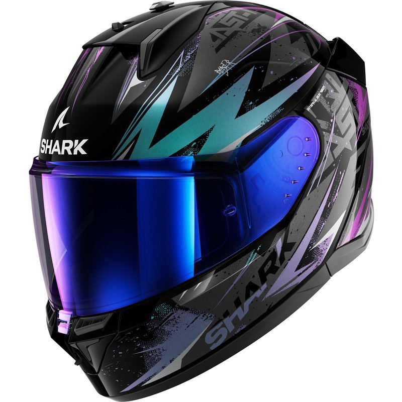 Shark D-Skwal 3 Blast-R Motorcycle Helmet M Black Blue Purple (KGX)