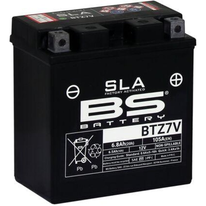 300912 - BS Battery SLA AGM Battery For Yamaha GPD 125 2015-2023 - Black