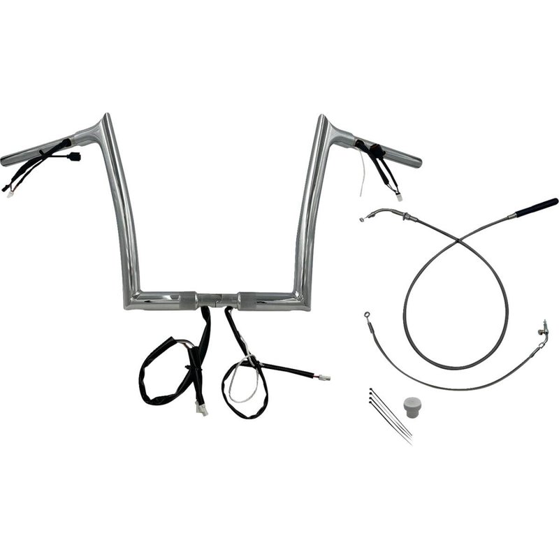 949912 - Fat Baggers Inc. 1-1/4" EZ Install Pointed Top Handlebar For Harley Davidson FLHX 1923 2024-2026 30.5 cm (12") - Chrome