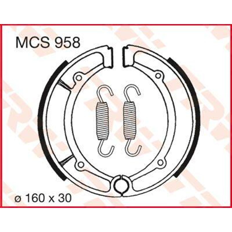 MCS958 - TRW Brake Shoes For Yamaha XS 250 1980 Rear