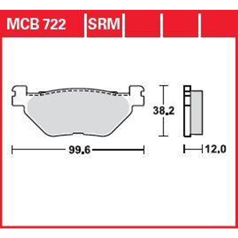 MCB722SRM - TRW SRM Series Sintered Brake Pads For Yamaha XP 500 T-Max 2001-2003 Rear