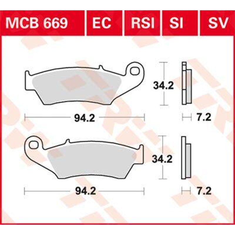 MCB669 - TRW All Round Sintered Metal Brake Pads For Honda CRF450L 2019 Front