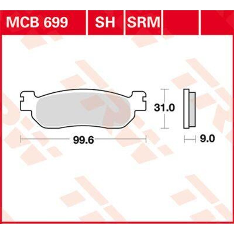 MCB699SRM - TRW SRM Series Sintered Brake Pads For ItalJet Jupiter 125 2003 Rear