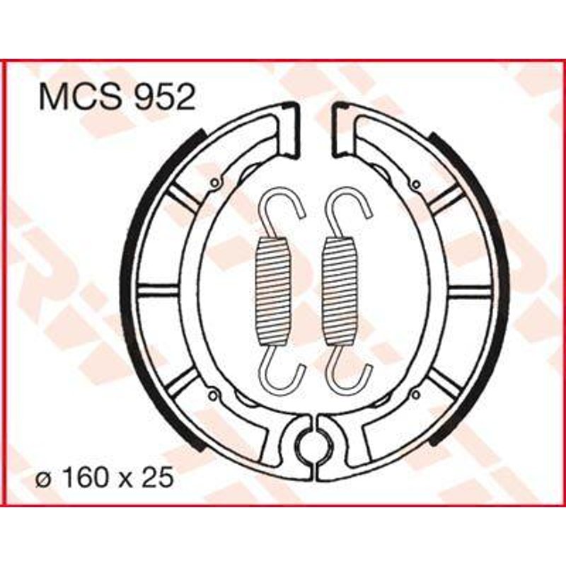 MCS952 - TRW Brake Shoes For Yamaha DT 250 1975-1976 Front