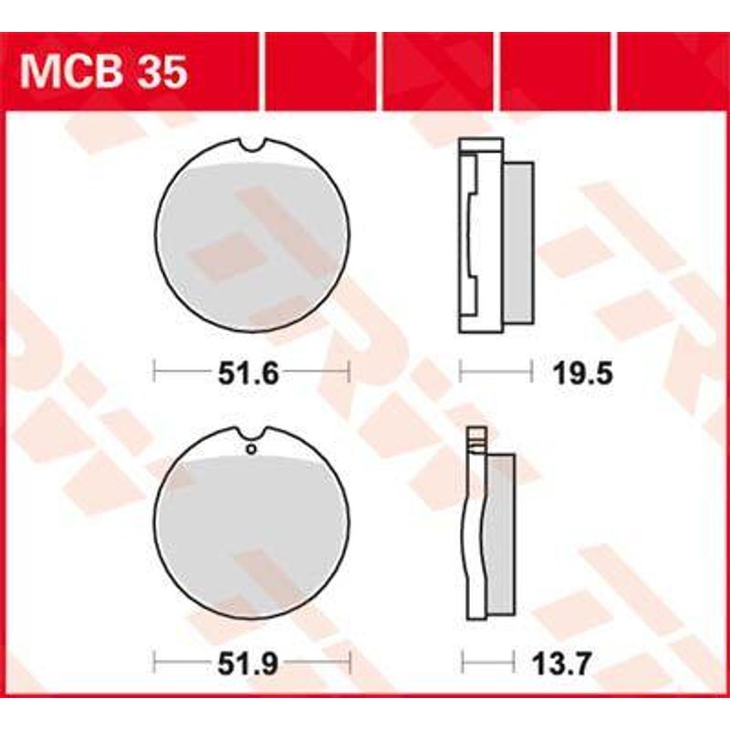 MCB35 - TRW All Round Sintered Metal Brake Pads For Honda CB 250 G 1974-1976 Front