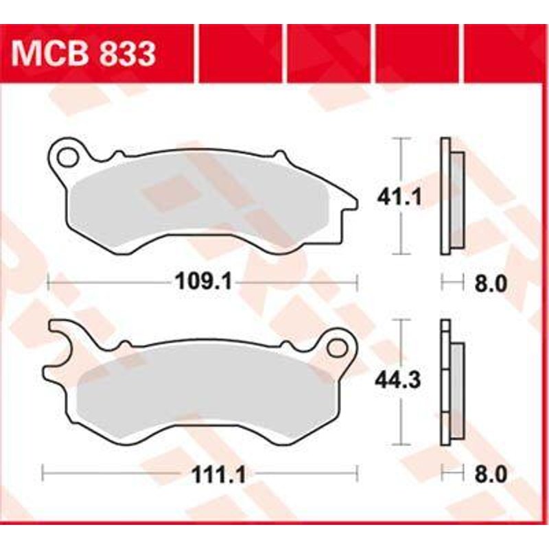MCB833SRM - TRW SRM Series Sintered Brake Pads For Peugeot Django 125 2015-2016 Front