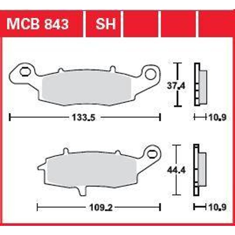 MCB843SH - TRW SH Series Sintered Rear Brake Pads For Suzuki VL 1500 BT 2013-2016 Rear