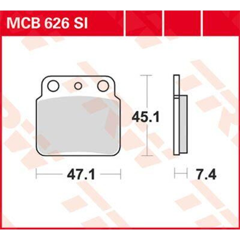 MCB626SI - TRW SI Series Sintered Brake Pads For Arctic Cat Textron 400 2X4 2007-2008 Rear
