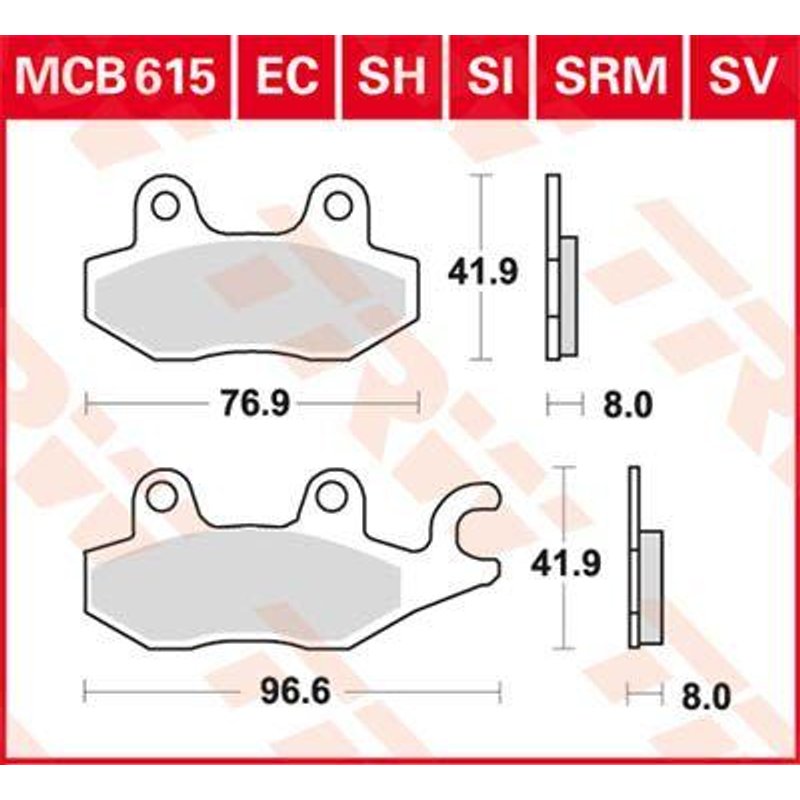 MCB615SV - TRW SV Series Sintered Brake Pads For Kawasaki BN125 2000-2007 Front