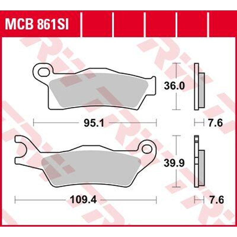 MCB861SI - TRW SI Series Sintered Brake Pads For Can Am DS 650 2X4 2007 Rear