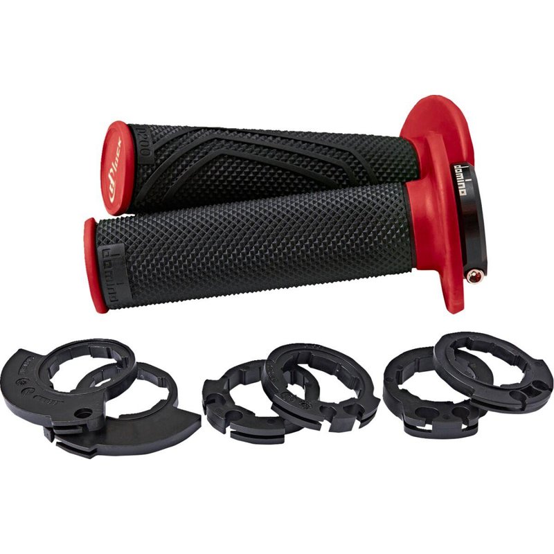 D20046C4042H8-0 - Domino D200 Lock-On Grips With All Cams - Black/Red