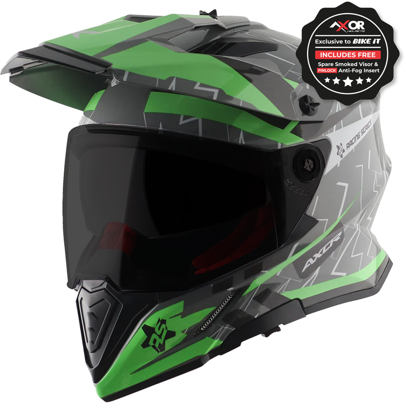 Axor X-Cross Adventure Helmet - Flash Cool Grey/Green Gloss