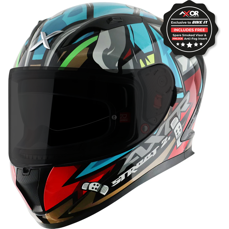Axor Street Full Face Helmet - Bobby Black Blue Gloss