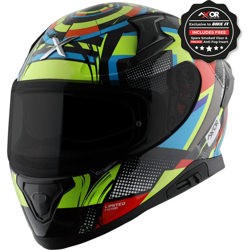Axor Apex Full Face Helmet - Vivid Black Neon Yellow Gloss