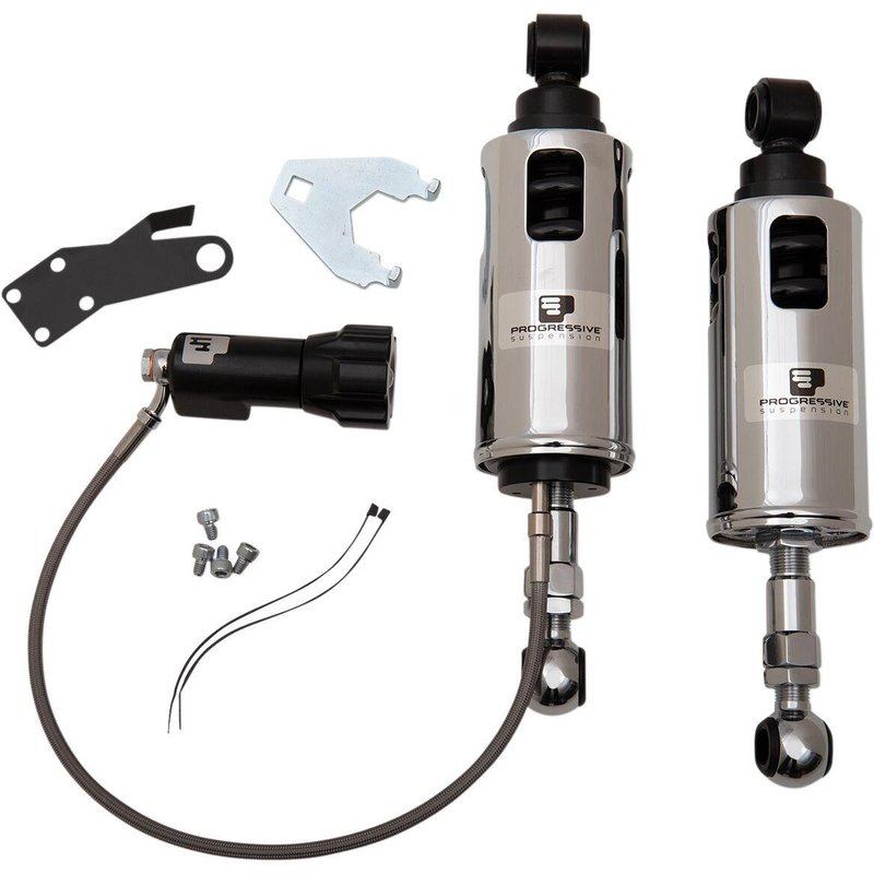 422-4101C - Progressive Suspension 422 Series Shocks With Remote Adjustable Preload For Harley Davidson FLST 1340 1989-1990 - Chrome
