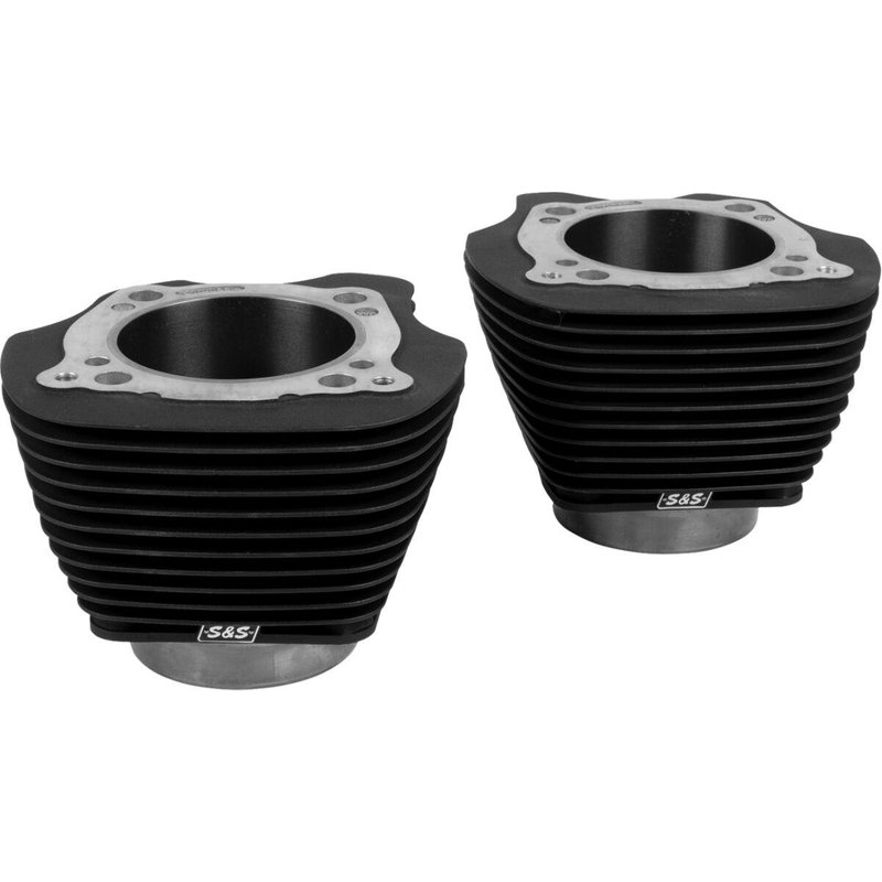 910-1006A - S&S Cycle Cylinder Set For Harley Davidson FLHR 1750 Road King 107 2017 - Black/Non-Highlighted Fins