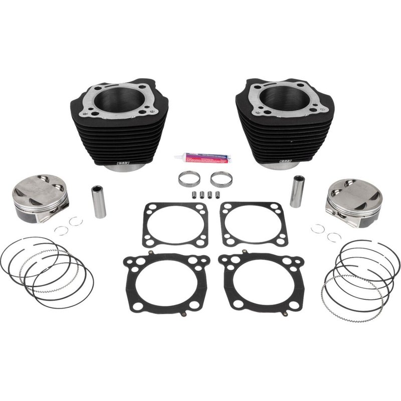 910-0849A - S&S Cycle 136" Big Bore Cylinder Kit For Harley Davidson FLDE 1750 ABS 2018-2020 - Non-Highlighted Fins/Wrinkle Black