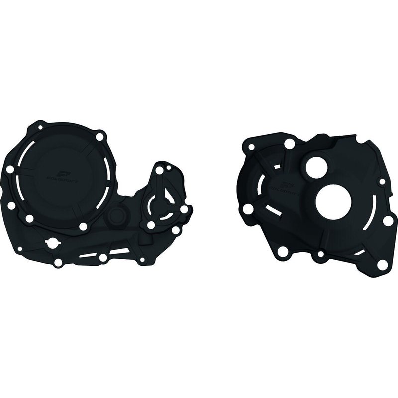 91347 - Polisport Clutch & Ignition Cover Protectors For Yamaha YZF450 2023-2025 Black