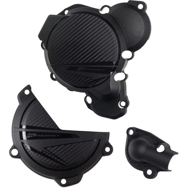 91378 - Polisport Clutch & Ignition Cover Protectors For KTM SX250 2023-2025 Black