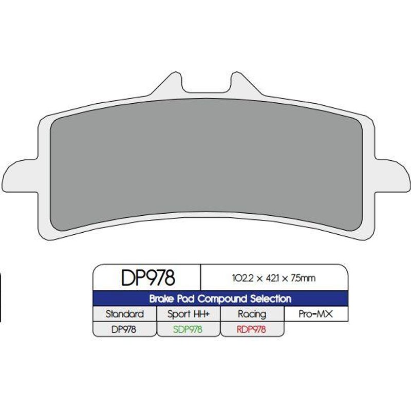 DP978 - DP Brakes Standard Sintered Metal Brake Pads For Ducati 1098 2007-2008 Front