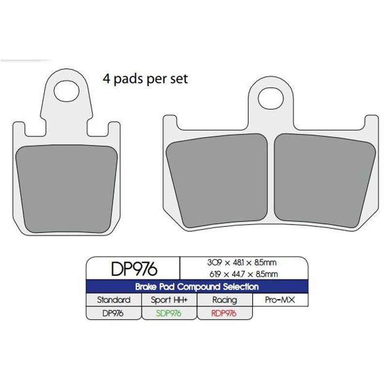 DP976 - DP Brakes Standard Sintered Metal Brake Pads For Yamaha MT-01 1700 2007-2012 Front