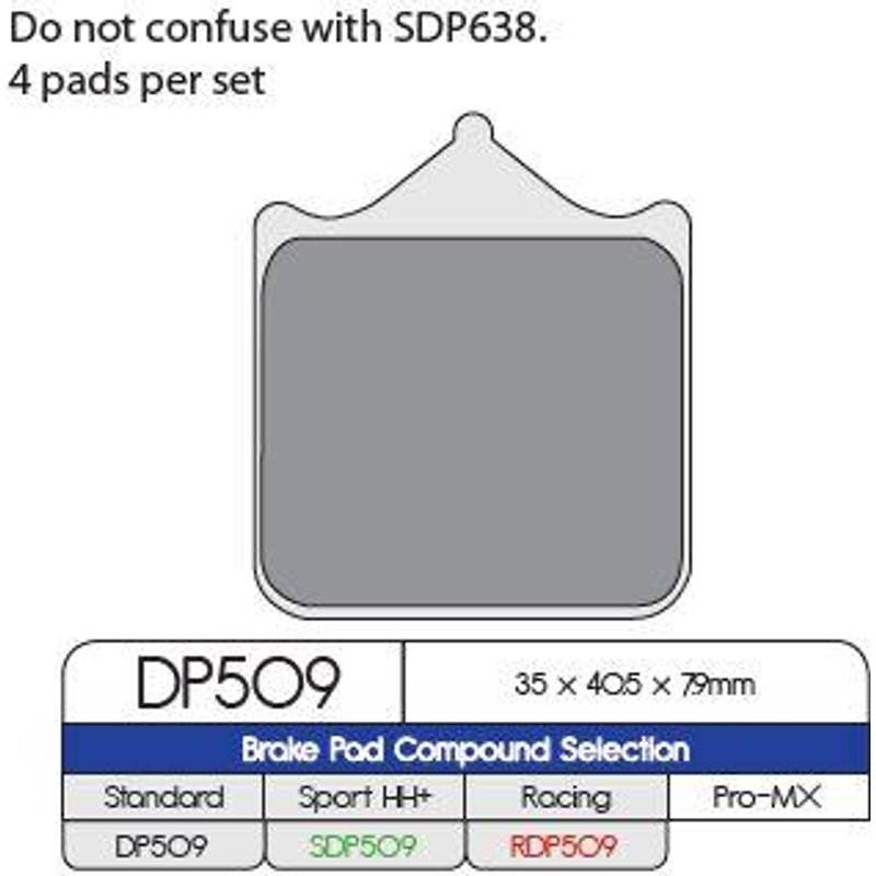 DP509 - DP Brakes Standard Sintered Metal Brake Pads For BMW S 1000 R ABS Front
