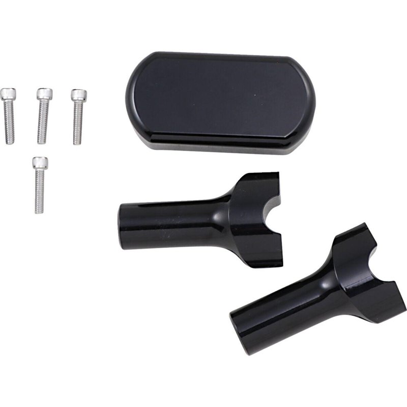 LA-7442-04B - LA Choppers Solid Handlebar Riser & Top Clamp Kit For Harley Davidson FLD 1690 ABS 2015-2016 10 cm (4") - Black