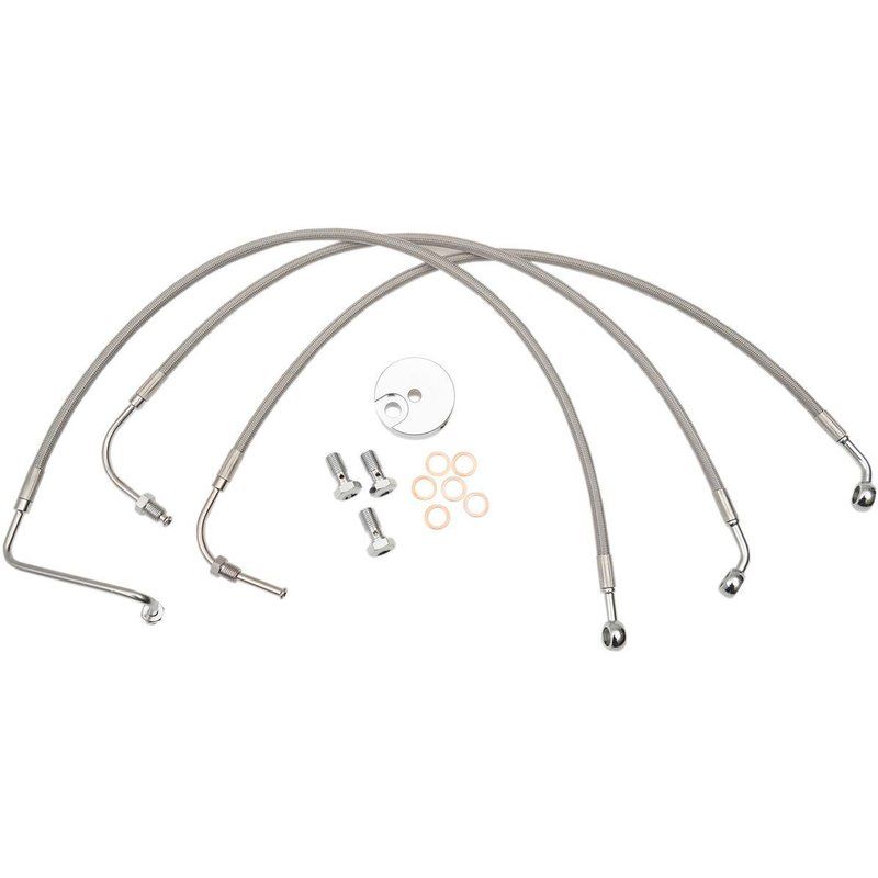 LA-8006B16 - LA Choppers Stainless Steel Brake Hose Kit For Harley Davidson FLHR 1340 1996-1998 15" - 17" - Silver