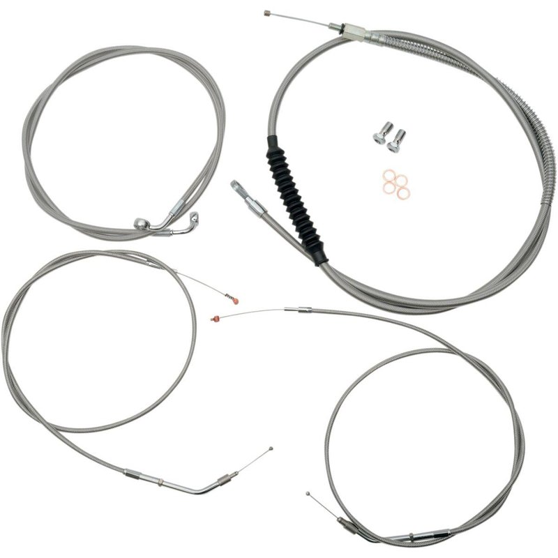 LA-8300KT-13 - LA Choppers Standard Stainless Braided Handlebar Cable/Brake Hose Kit For Harley Davidson XL1200C 1996-2003 30.5 cm - 35.5 cm (12" - 14") - Clear-Coated
