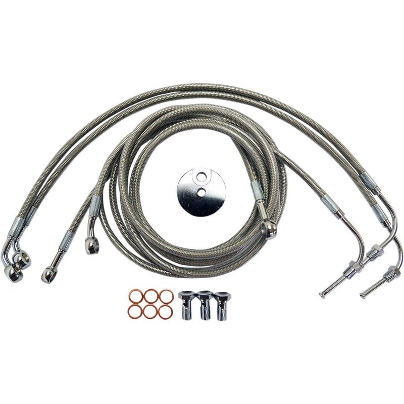 LA-8050B13 - LA Choppers Stainless Steel Brake Hose Kit For Harley Davidson FLTR 1584 2008-2010 12" - 14" - Silver