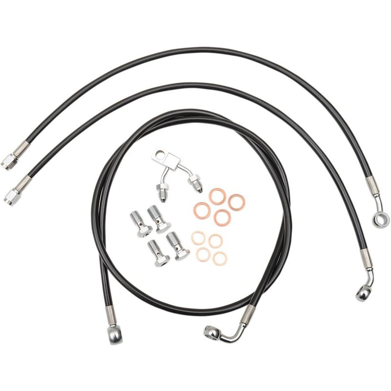 LA-8150B13B - LA Choppers Braided Brake Hose Kit For Harley Davidson FLHRSE5 1800 ABS 2013 Front 12" - 14" - Black