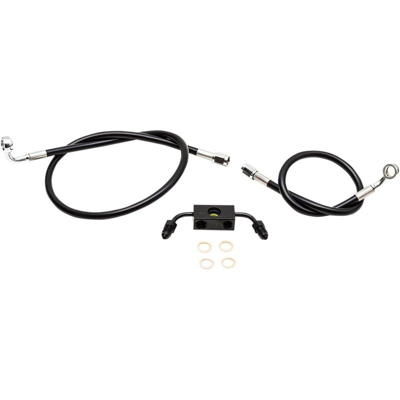LA-8321B08B - LA Choppers Braided Brake Hose Kit For Harley Davidson XL1200C 2014-2019 Front Standard - Black