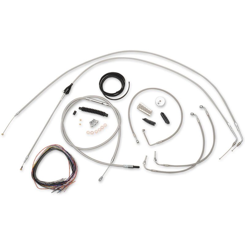 LA-8005KT2B-19 - LA Choppers Handlebar Cable/Brake Hose Kit For Harley Davidson FLHT 1584 2007 45.5 cm - 51 cm (18" - 20") - Clear-Coated