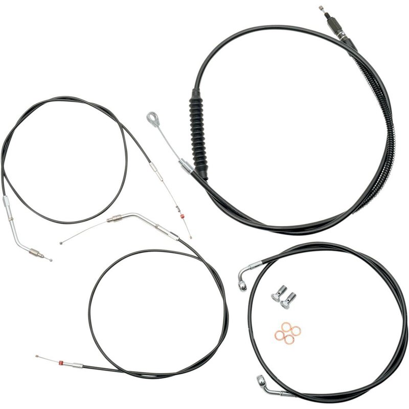 LA-8300KT-13B - LA Choppers Standard Black Vinyl Handlebar Cable/Brake Hose Kit For Harley Davidson XL1200C 1996-2003 30.5 cm - 35.5 cm (12" - 14") - Black