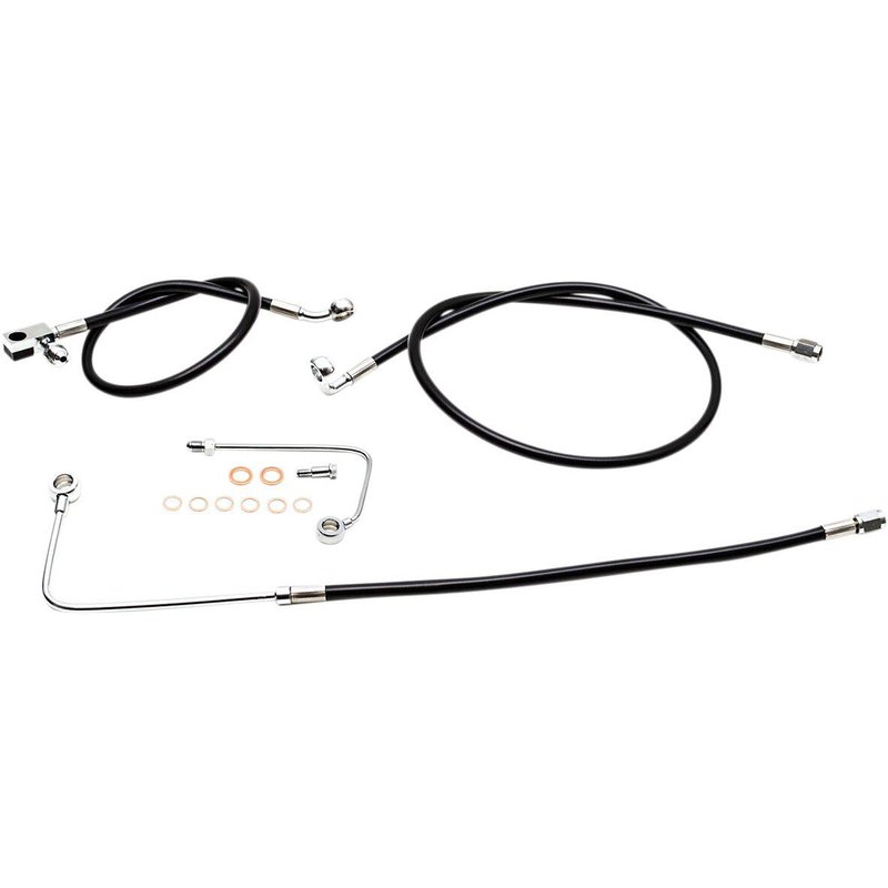 LA-8151B13B - LA Choppers Braided Brake Hose Kit For Harley Davidson FLS 1690 2015-2017 Front 12" - 14" - Black