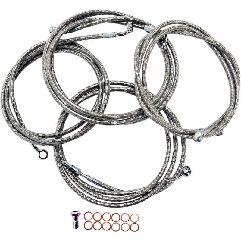 LA-8052KT-13 - LA Choppers Standard Stainless Braided Handlebar Cable/Brake Hose Kit For Harley Davidson FLHRC 1690 ABS 2014 30.5 cm - 35.5 cm (12" - 14") - Clear-Coated