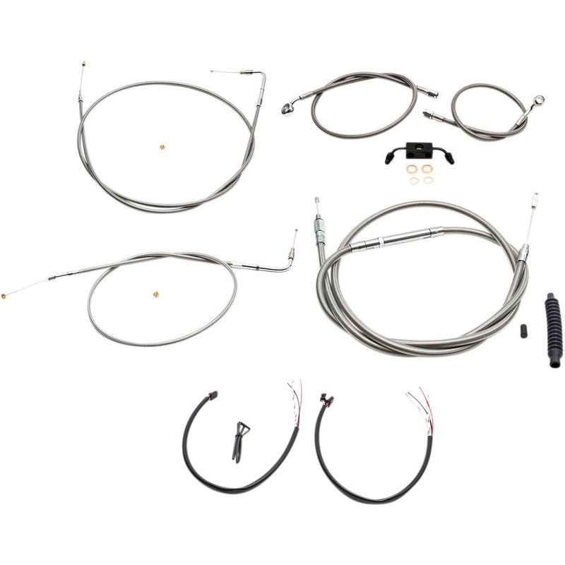 LA-8211KT2-13 - LA Choppers Handlebar Cable/Brake Hose Kit ABS For Harley Davidson FXDB 1584 2012-2013 30.5 cm - 35.5 cm (12" - 14") - Clear-Coated