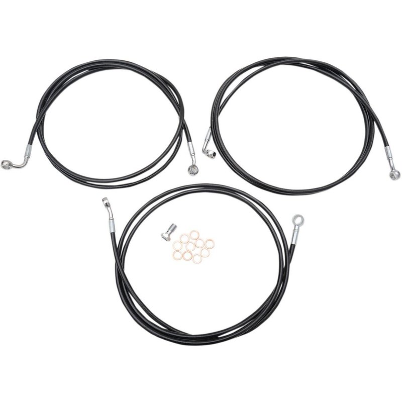 LA-8052B19B - LA Choppers Braided Brake Hose Kit For Harley Davidson FLD 1690 ABS 2014 Front 18" - 20" - Black