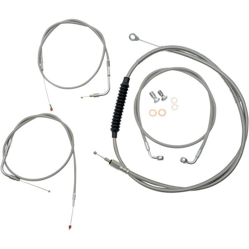 LA-8110KT-19 - LA Choppers Standard Stainless Braided Handlebar Cable/Brake Hose Kit For Harley Davidson FLSTC1584 2007-2011 45.5 cm - 51 cm (18" - 20") - Clear-Coated