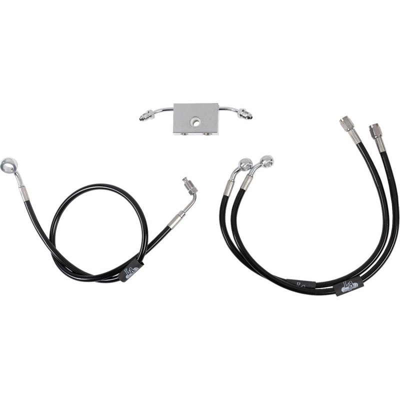 LA-8154B08B - LA Choppers Braided Brake Hose Kit For Harley Davidson FLDE 1750 ABS 2018-2020 Front Standard - Black