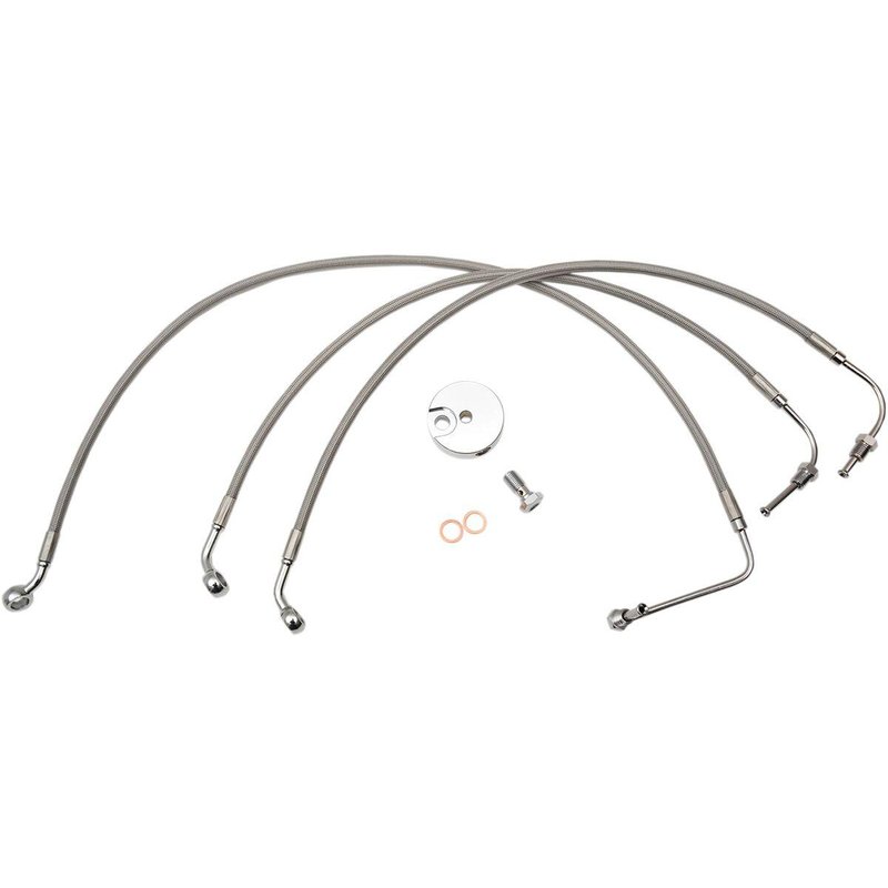LA-8010B13 - LA Choppers Stainless Steel Brake Hose Kit For Harley Davidson FLD 1690 2012-2013 12" - 14" - Silver