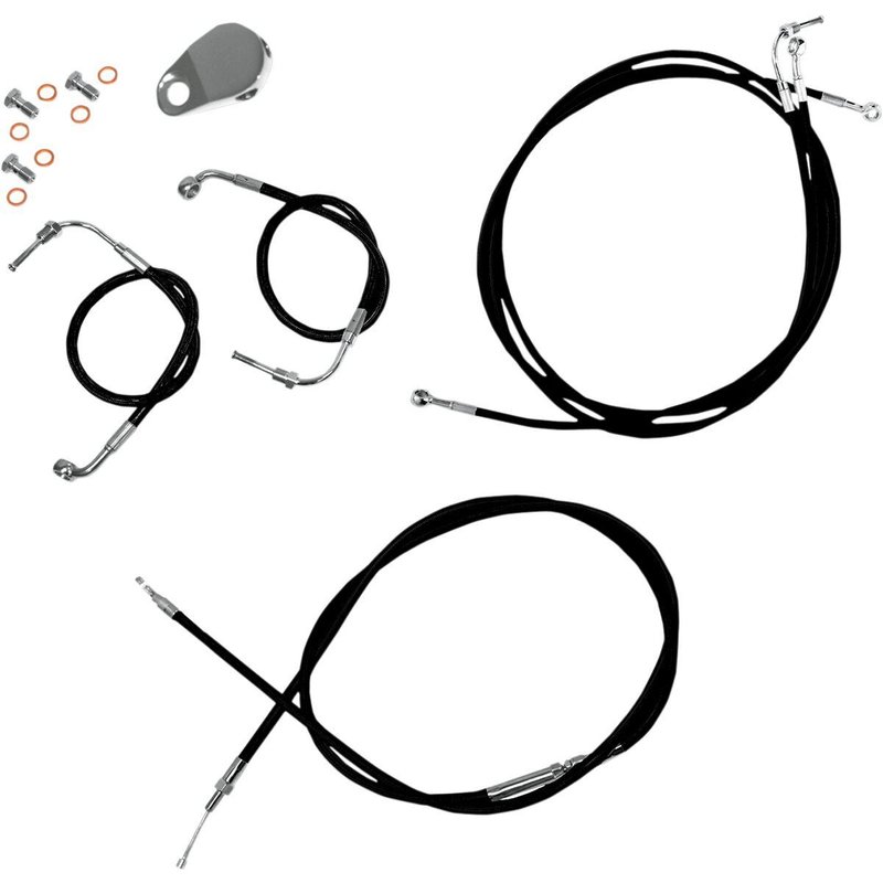 LA-8051KT-19B - LA Choppers Standard Black Vinyl Handlebar Cable/Brake Hose Kit ABS For Harley Davidson FLHR 1584 2008-2011 45.5 cm - 51 cm (18" - 20") - Black