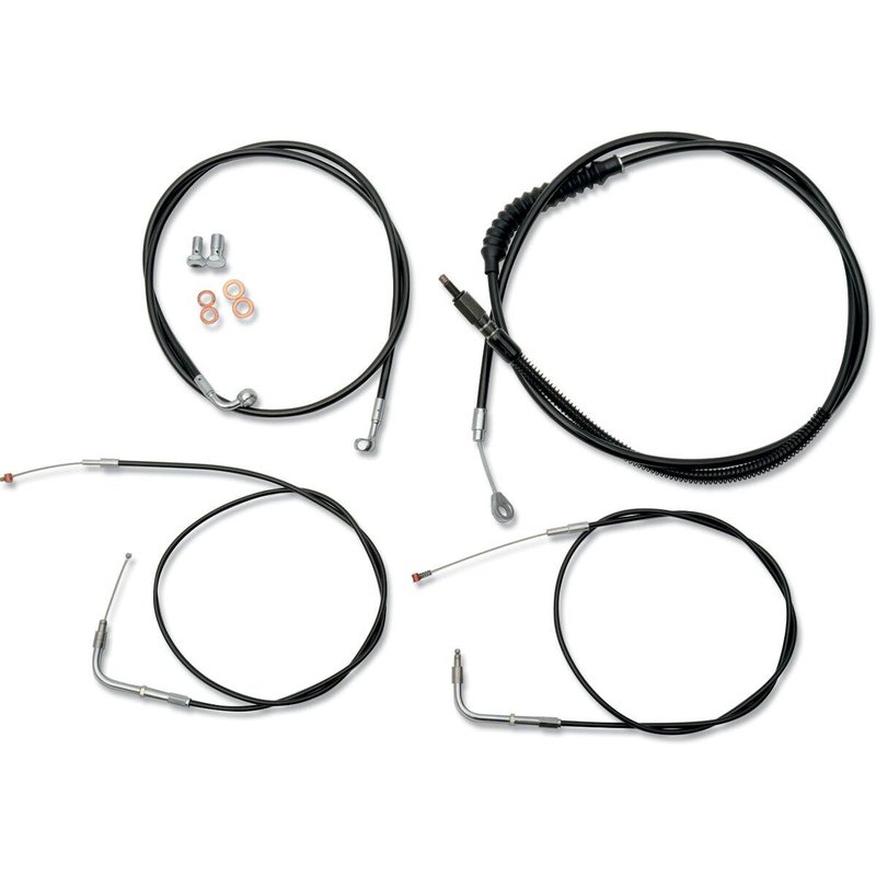 LA-8220KT-16B - LA Choppers Standard Black Vinyl Handlebar Cable/Brake Hose Kit For Harley Davidson FLD 1690 2012-2013 38 cm - 43 cm (15" - 17") - Black