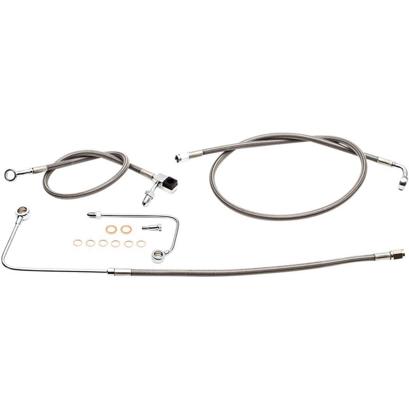 LA-8151B13 - LA Choppers Stainless Steel Brake Hose Kit For Harley Davidson FLS 1690 2015-2017 12" - 14" - Silver