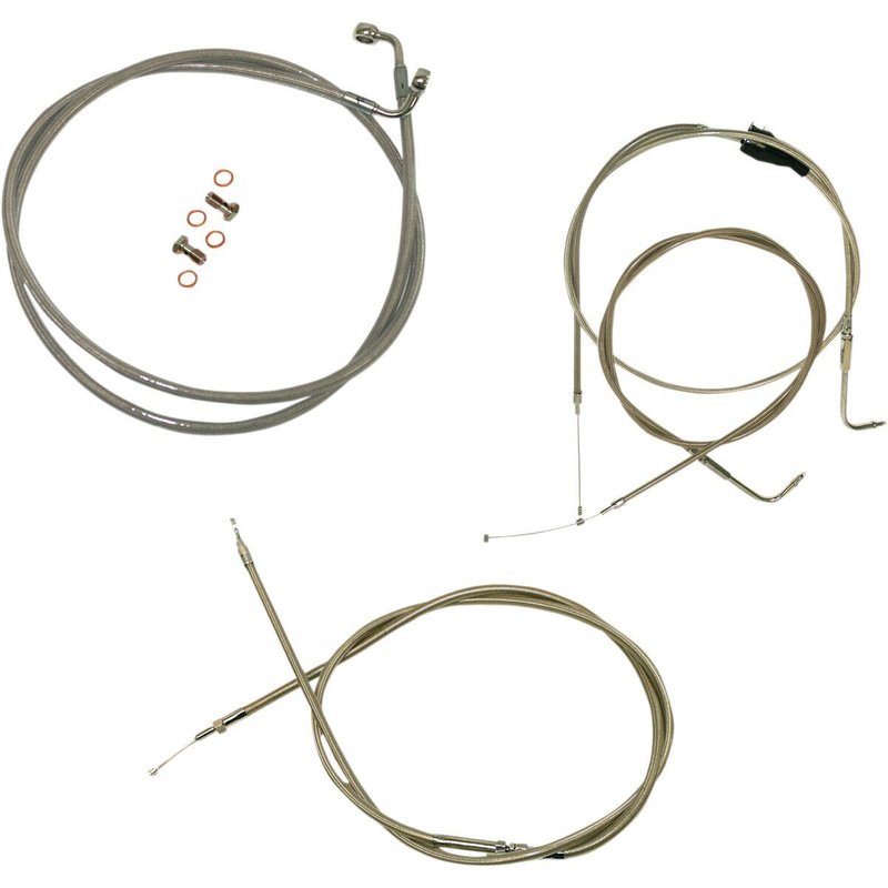 LA-8005KT-16 - LA Choppers Standard Stainless Braided Handlebar Cable/Brake Hose Kit For Harley Davidson FLHTC1340 1996-1998 38 cm - 43 cm (15" - 17") - Clear-Coated