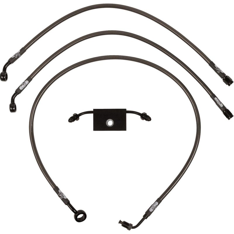 LA-8154B13M - LA Choppers Midnight Braided Brake Hose Kit For Harley Davidson FLS 1690 ABS 2012-2013 12" - 14" - Black/Midnight