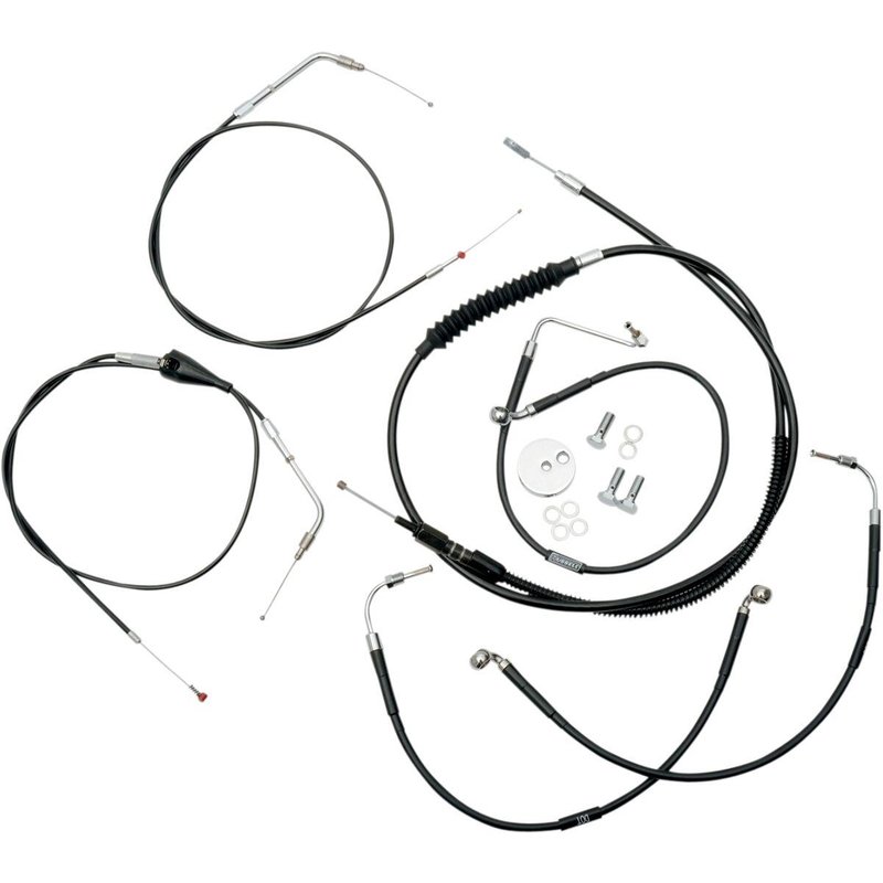 LA-8005KT-19B - LA Choppers Standard Black Vinyl Handlebar Cable/Brake Hose Kit For Harley Davidson FLHT 1584 2007 45.5 cm - 51 cm (18" - 20") - Black